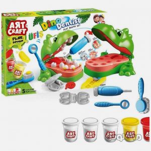 اسباب بازی 3 رنگ همراه با قالب دندانپزشکی دایناسور سری آرت اند کرفت دد